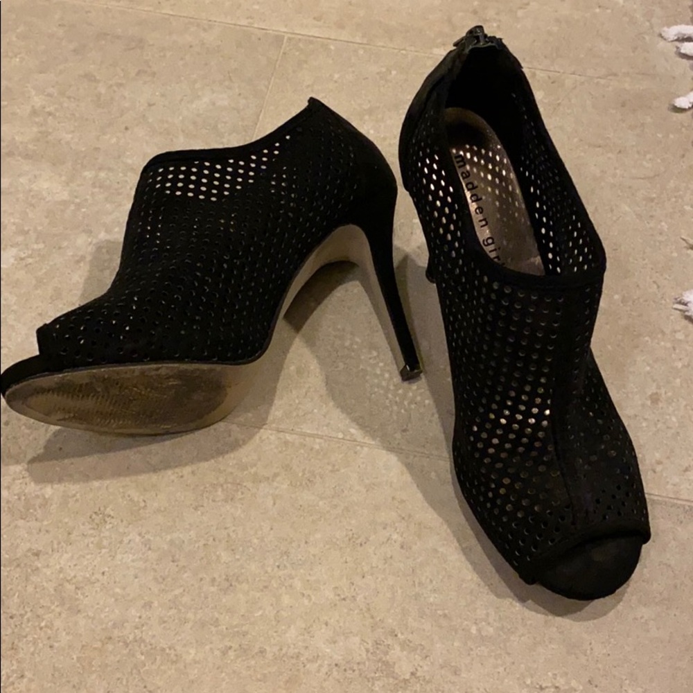 Madden Girl Peep Toe Stiletto Black Booties